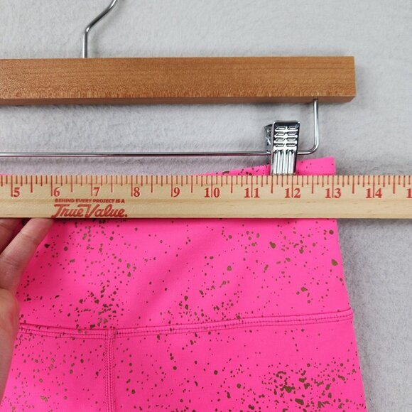 Zyia Pants Womens 6 8 Pink Gold Splatter Leggings Crop Mid Rise Athletic Running - Picture 4 of 11